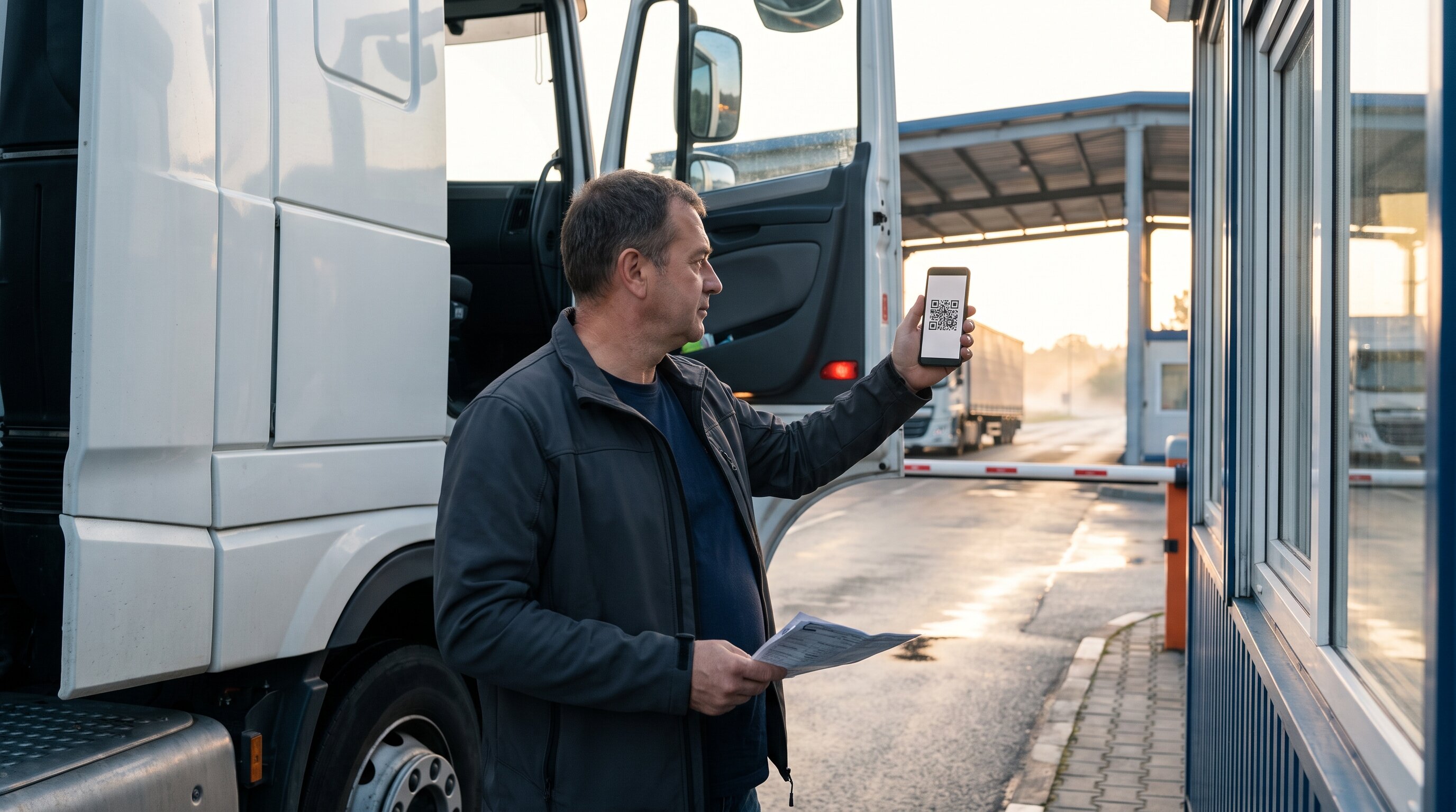 Водитель предъявляет QR-код документа о предстоящей поставке на пункте пропуска границы ЕАЭС